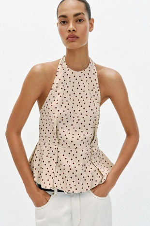 Топ в горошек изо льна- Заказать в России