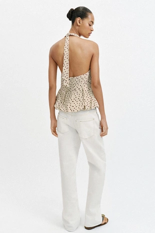 Топ в горошек изо льна- Заказать в России