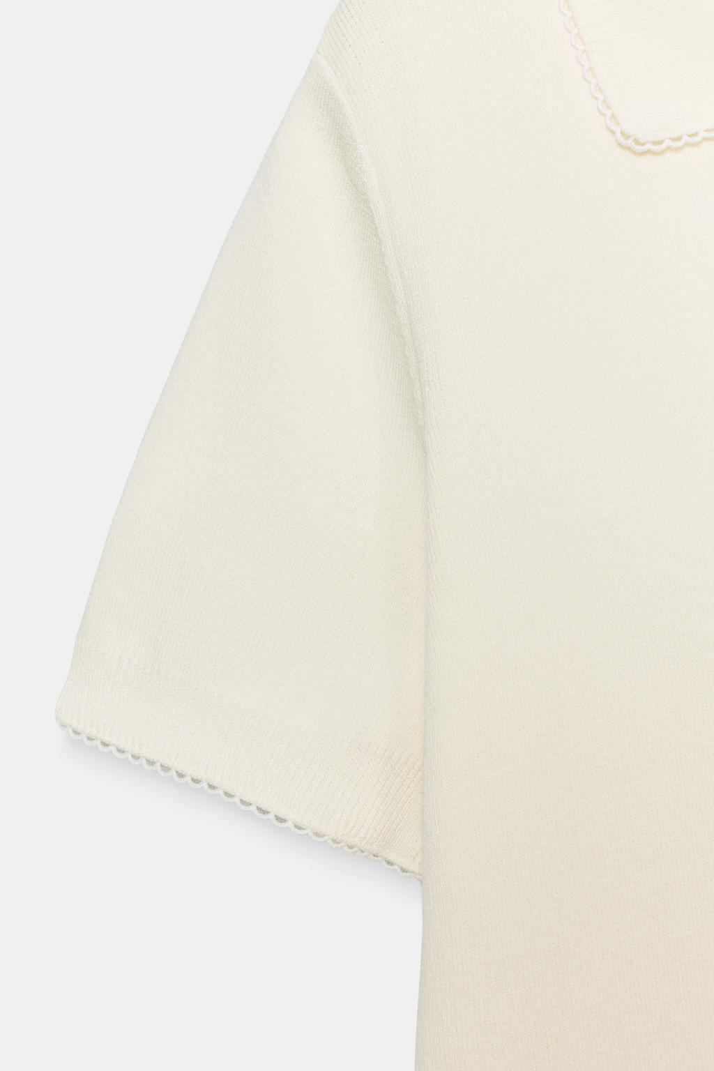 ПОЛО ИЗ ТРИКОТАЖА С КОНТРАСТНЫМ КРУЖЕВОМ