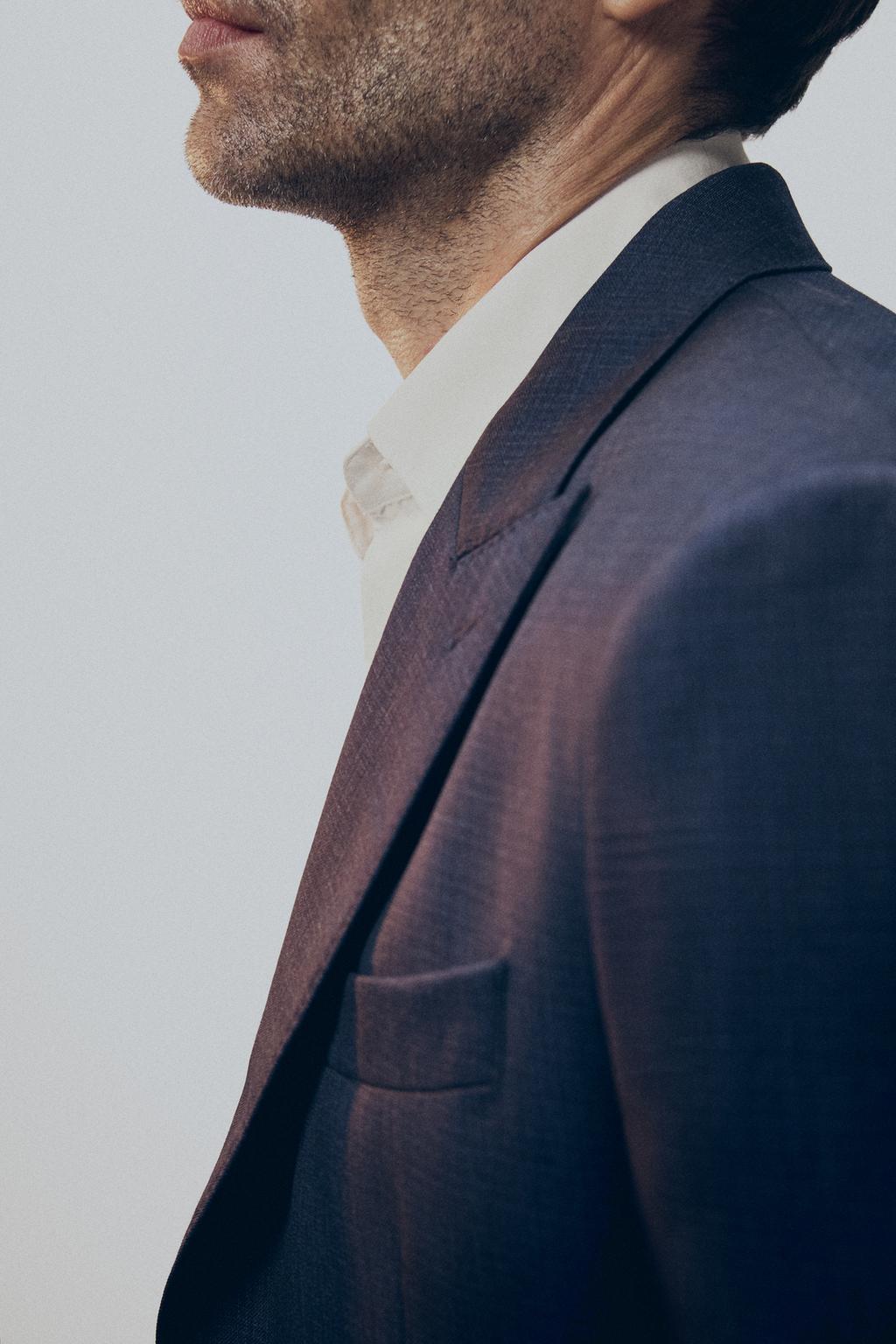 КОСТЮМНЫЙ БЛЕЙЗЕР ИЗ 100% ШЕРСТИ С РЕЛЬЕФНЫМ УЗОРОМ