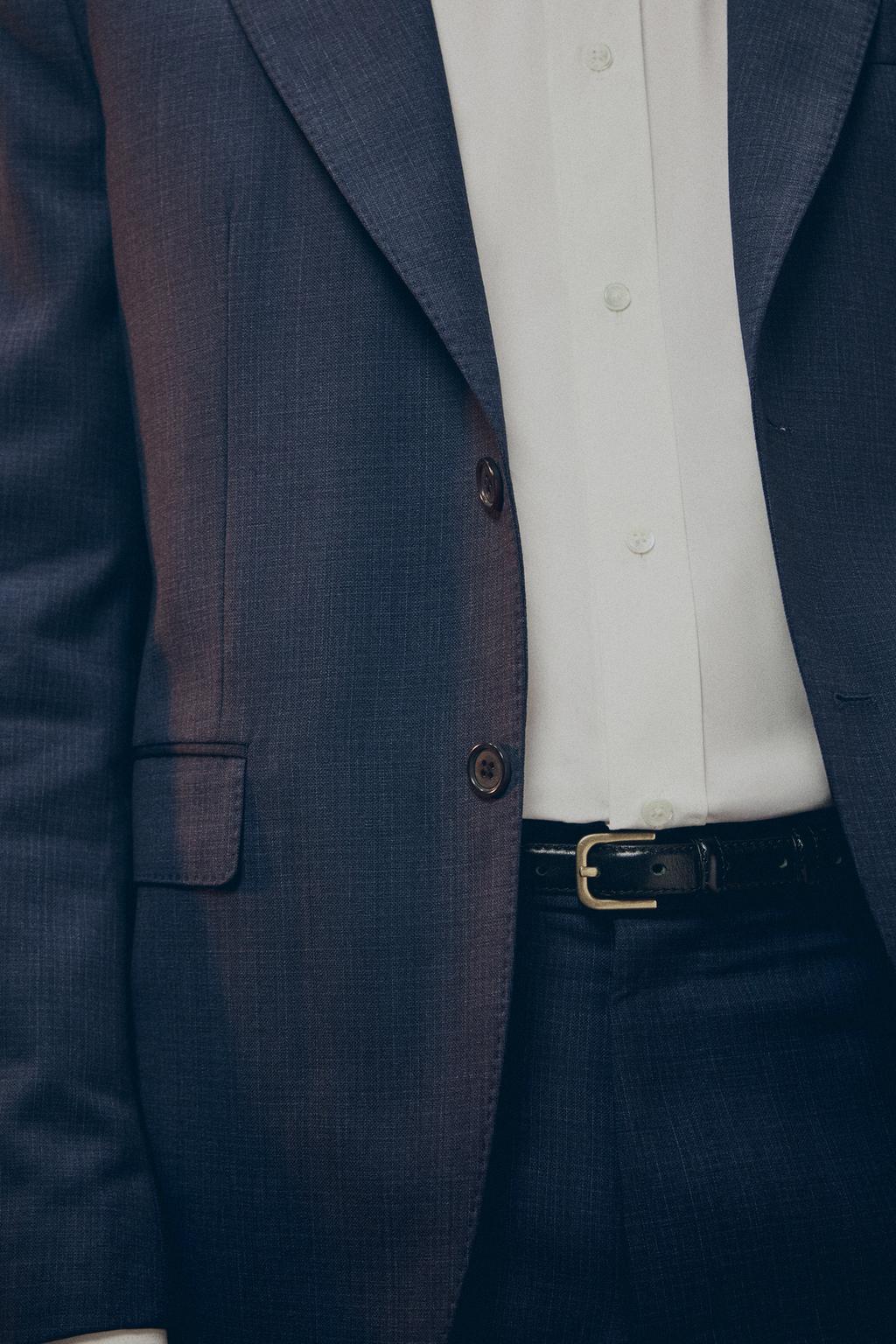 КОСТЮМНЫЙ БЛЕЙЗЕР ИЗ 100% ШЕРСТИ С РЕЛЬЕФНЫМ УЗОРОМ