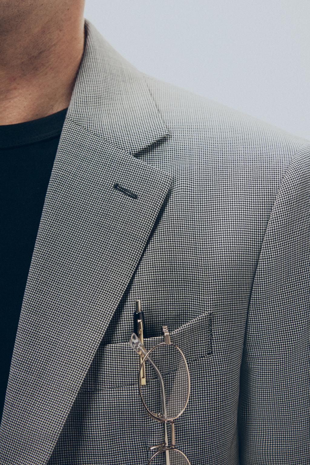 КОСТЮМНЫЙ БЛЕЙЗЕР ИЗ СМЕСОВОЙ ШЕРСТИ В КЛЕТКУ