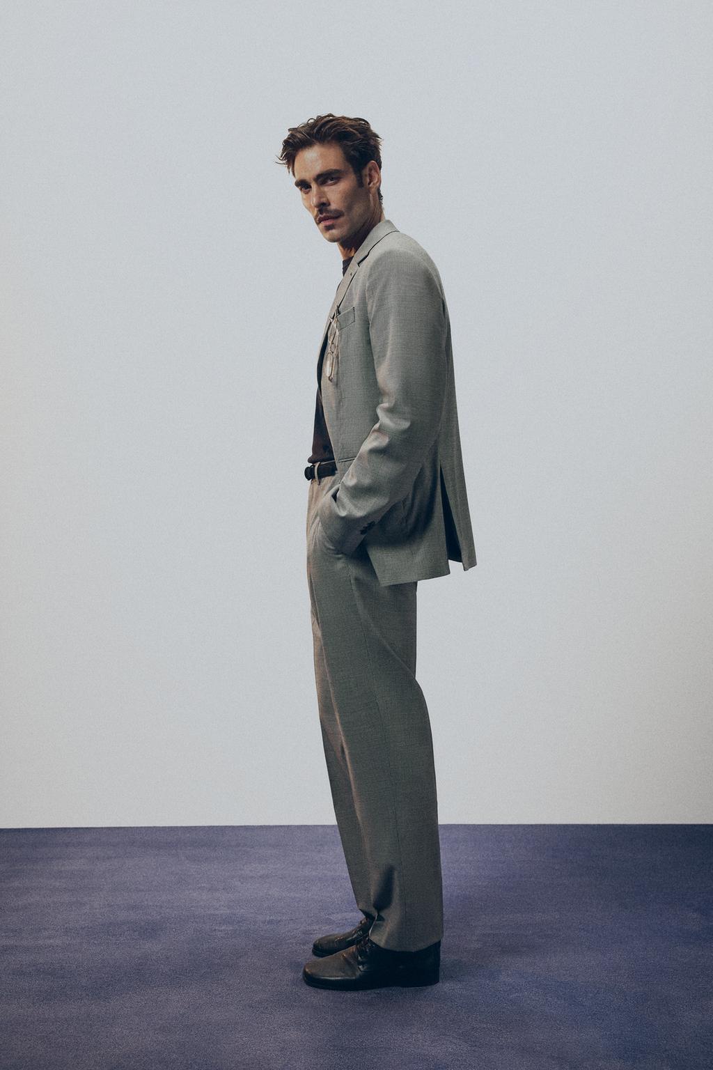 КОСТЮМНЫЕ БРЮКИ В КЛЕТКУ ИЗ СМЕСОВОЙ ШЕРСТИ