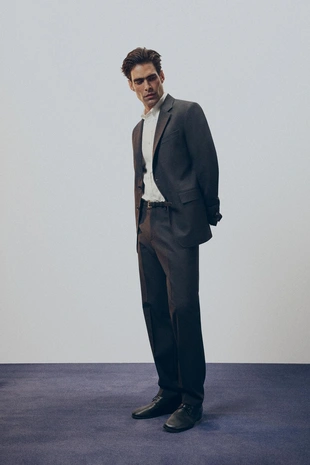 Костюмные брюки Regular Fit из 100% шерсти- Заказать в России