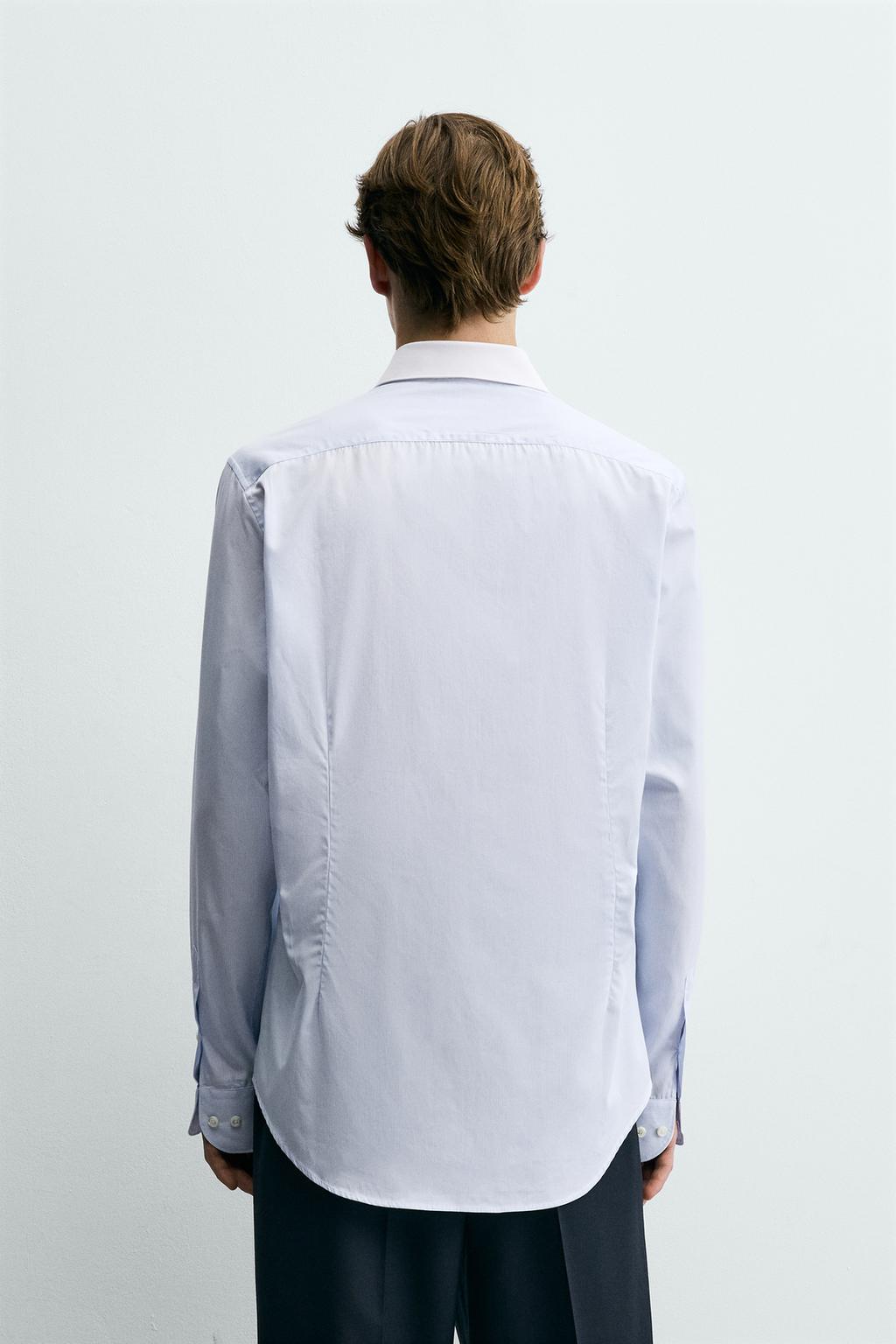 РУБАШКА SLIM FIT С КОНТРАСТНЫМ ВОРОТНИКОМ