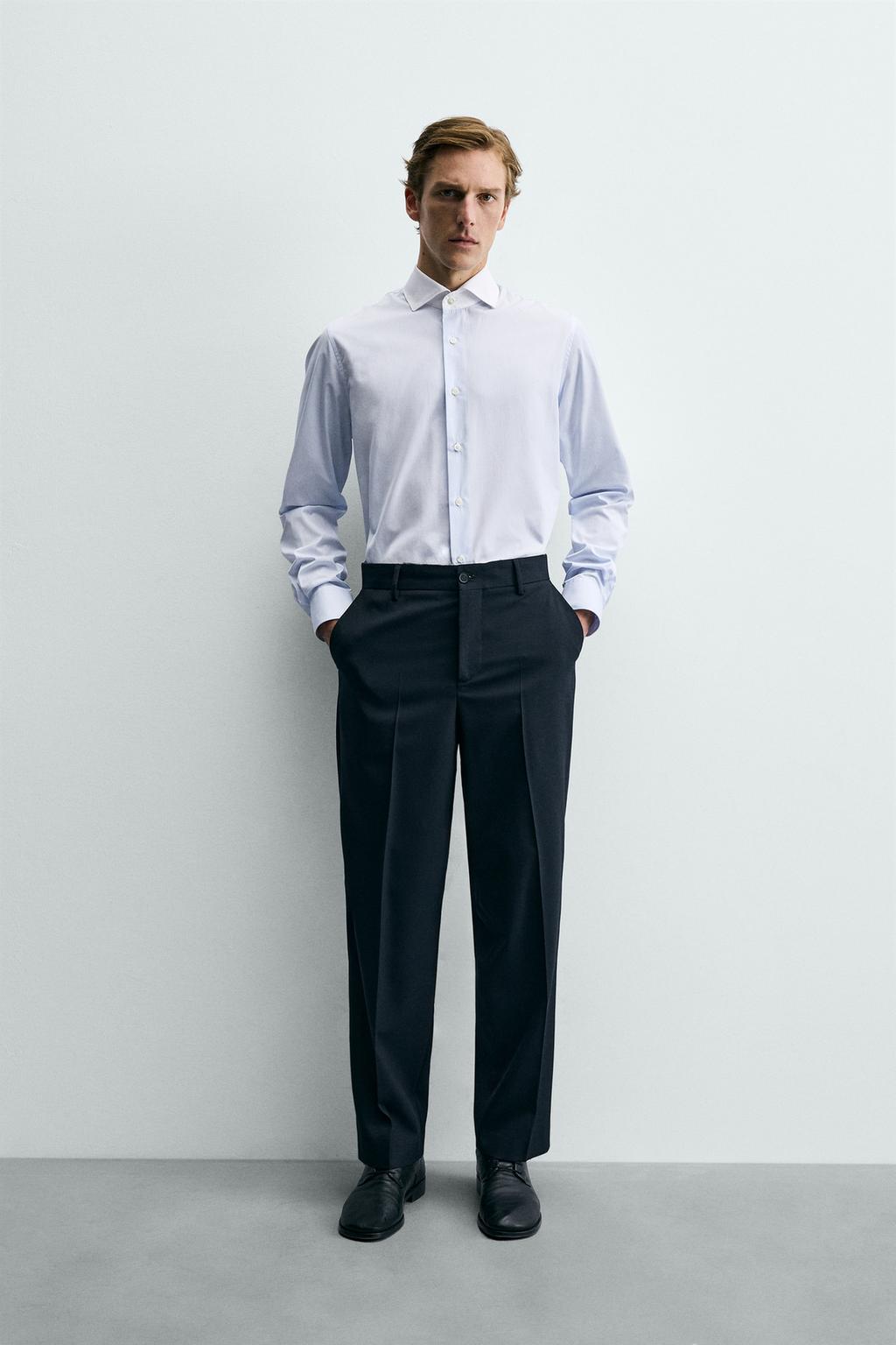 РУБАШКА SLIM FIT С КОНТРАСТНЫМ ВОРОТНИКОМ