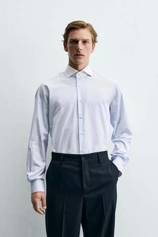 Рубашка Slim Fit с контрастным воротником- Заказать в России