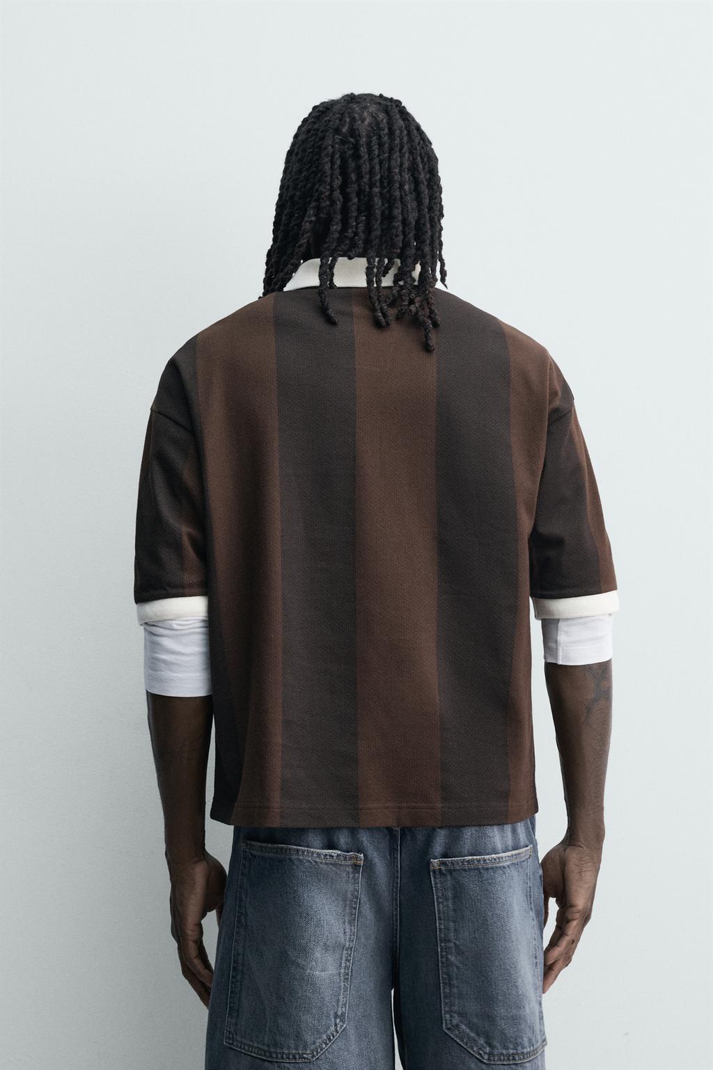 ПОЛО В СТИЛЕ РЕТРО ФУТБОЛ С КОНТРАСТНЫМ ПРИНТОМ