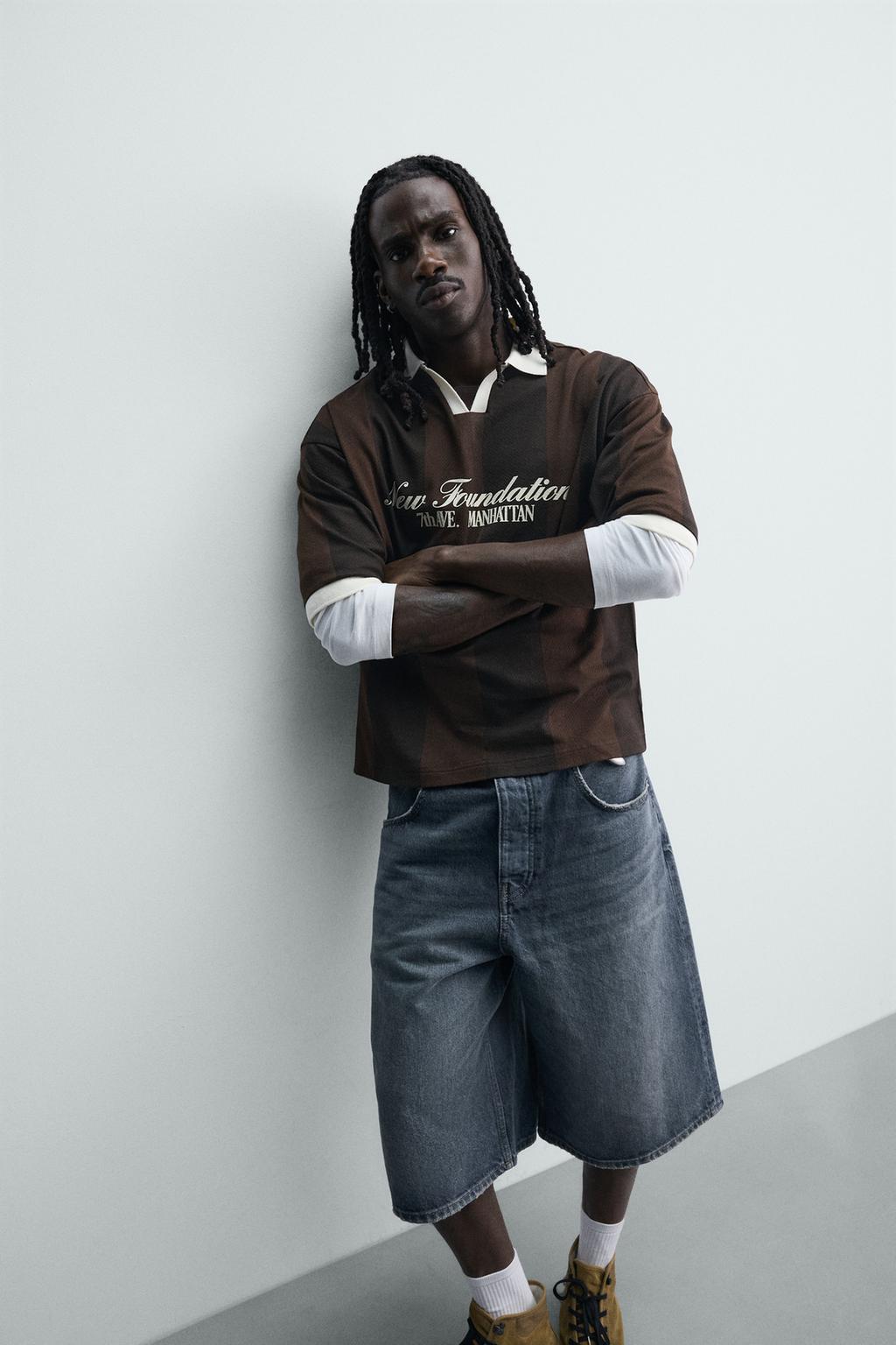 ПОЛО В СТИЛЕ РЕТРО ФУТБОЛ С КОНТРАСТНЫМ ПРИНТОМ