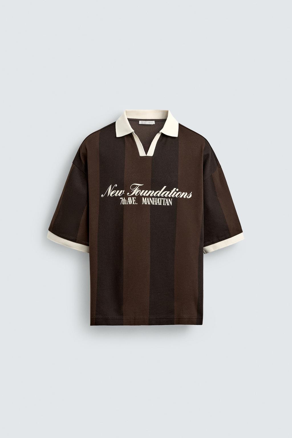 ПОЛО В СТИЛЕ РЕТРО ФУТБОЛ С КОНТРАСТНЫМ ПРИНТОМ