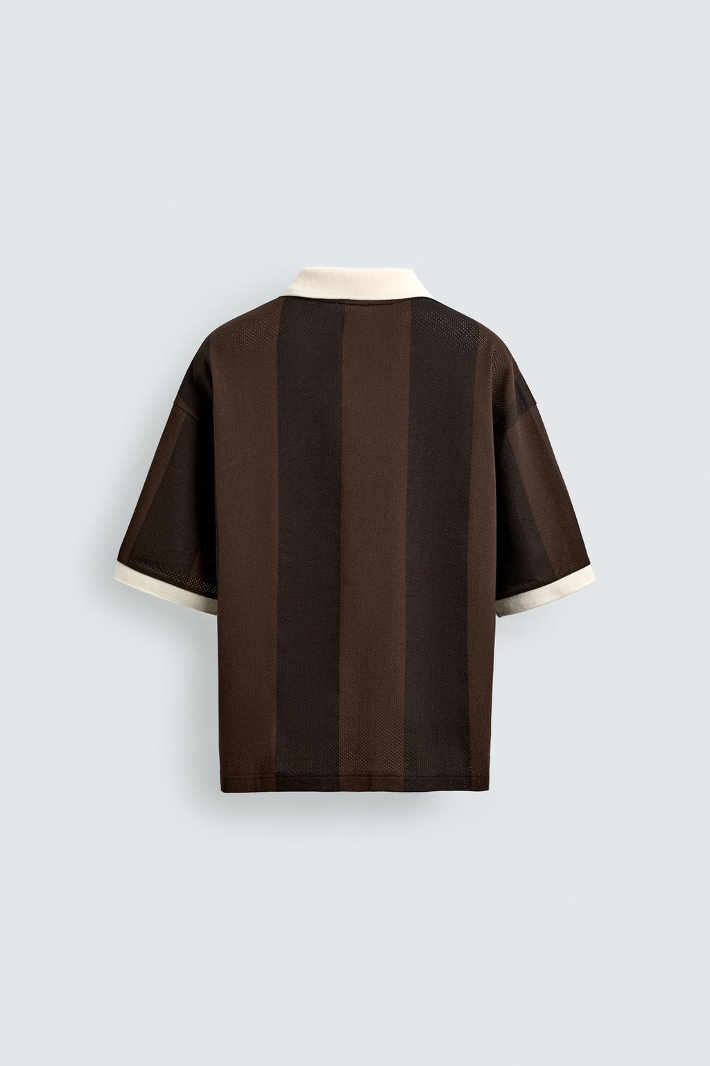 ПОЛО В СТИЛЕ РЕТРО ФУТБОЛ С КОНТРАСТНЫМ ПРИНТОМ