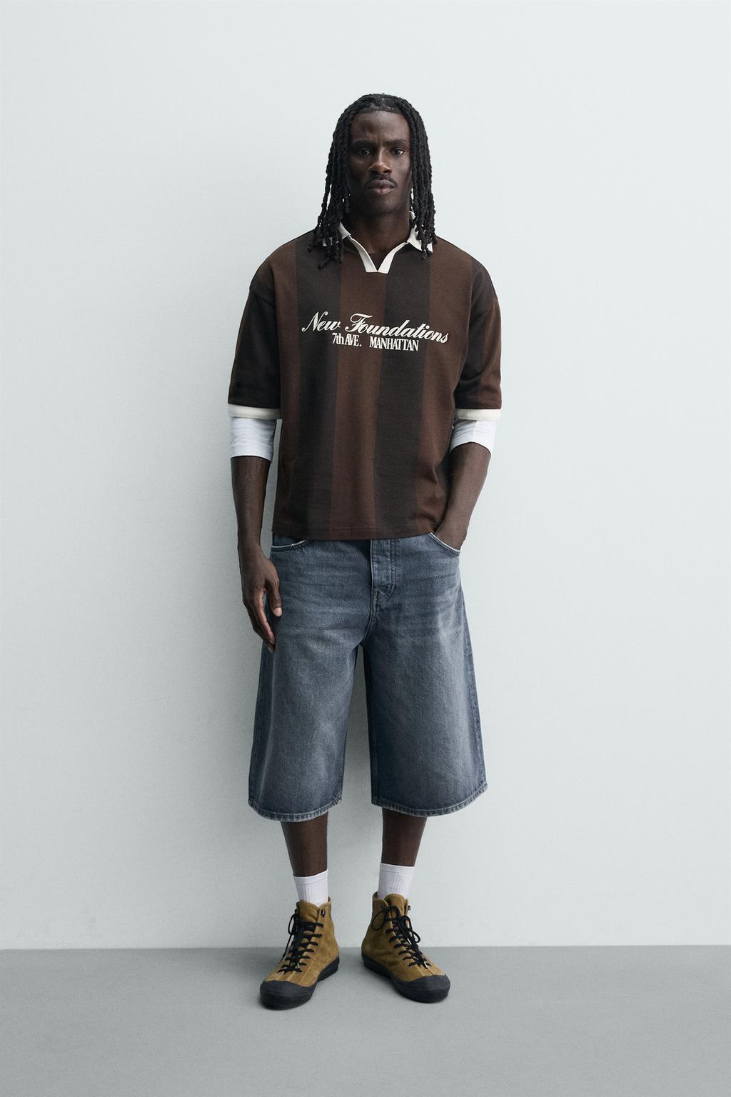 ПОЛО В СТИЛЕ РЕТРО ФУТБОЛ С КОНТРАСТНЫМ ПРИНТОМ