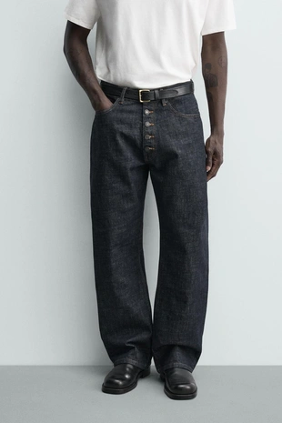 Джинсы Loose Fit на пуговицах- Заказать в России