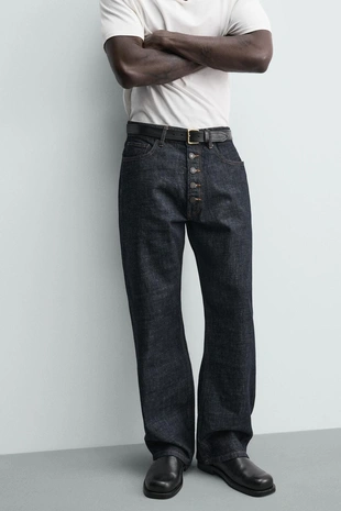 Джинсы Loose Fit на пуговицах- Заказать в России
