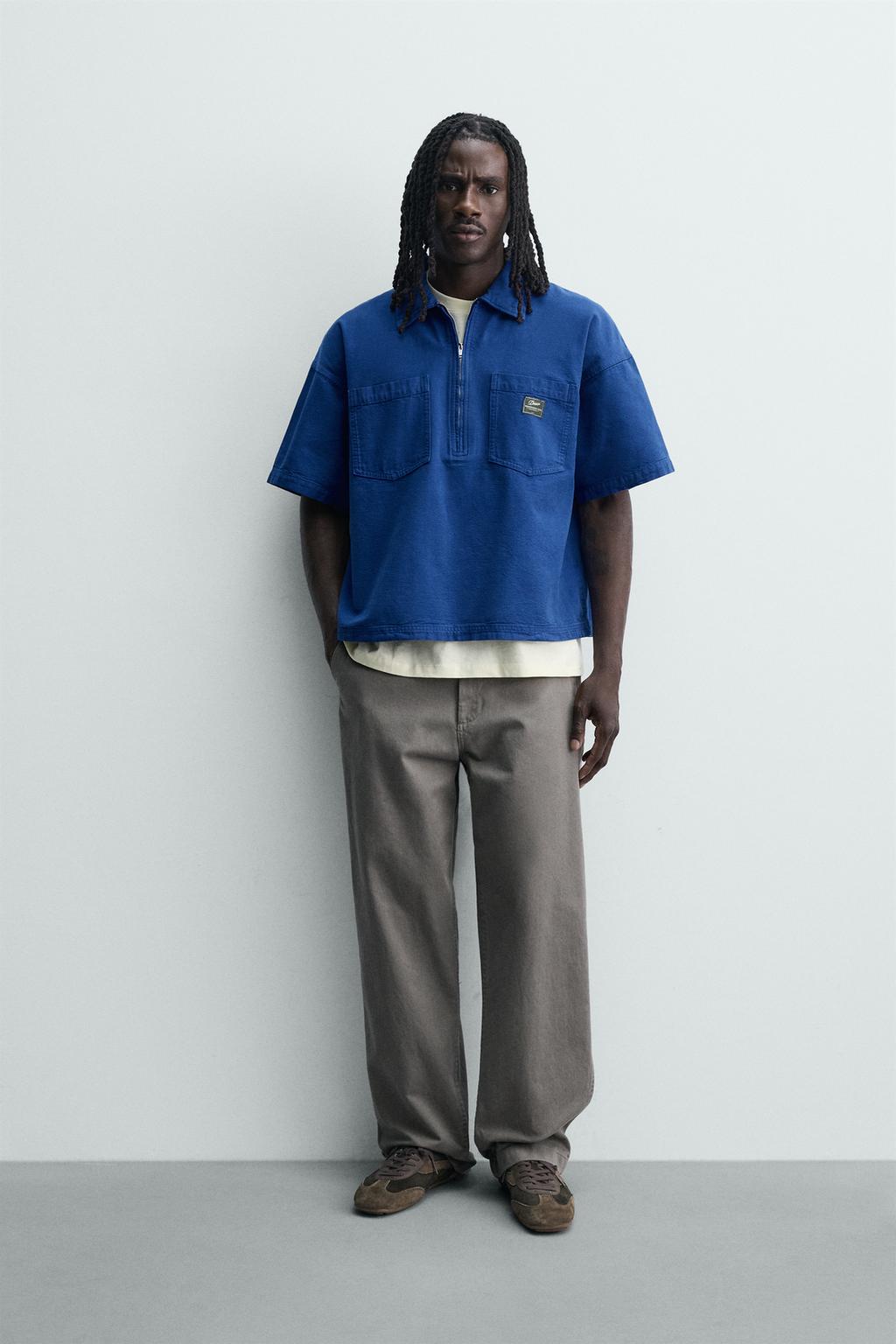 ПОЛО BOXY FIT В ПОЛОСКУ С ЭФФЕКТОМ ПОТЕРТОСТИ