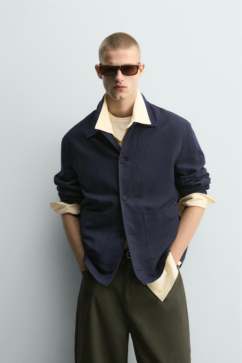 КУРТКА-РУБАШКА СВОБОДНОГО КРОЯ ИЗ ХЛОПКА И ЛЬНА