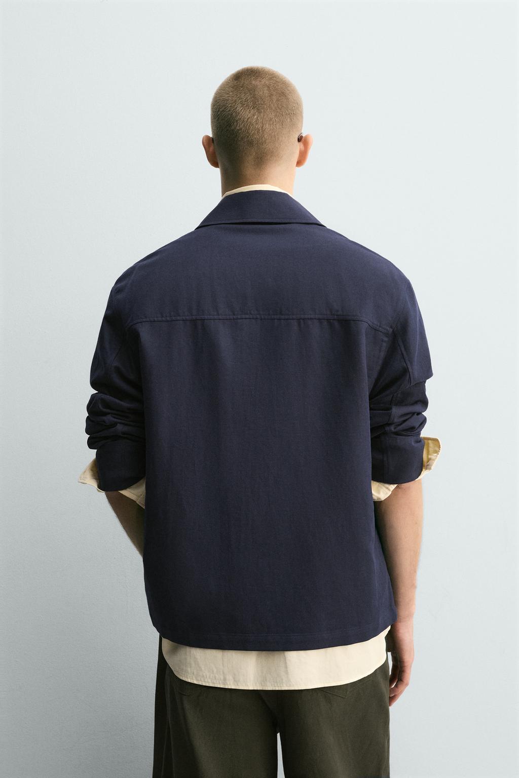 КУРТКА-РУБАШКА СВОБОДНОГО КРОЯ ИЗ ХЛОПКА И ЛЬНА