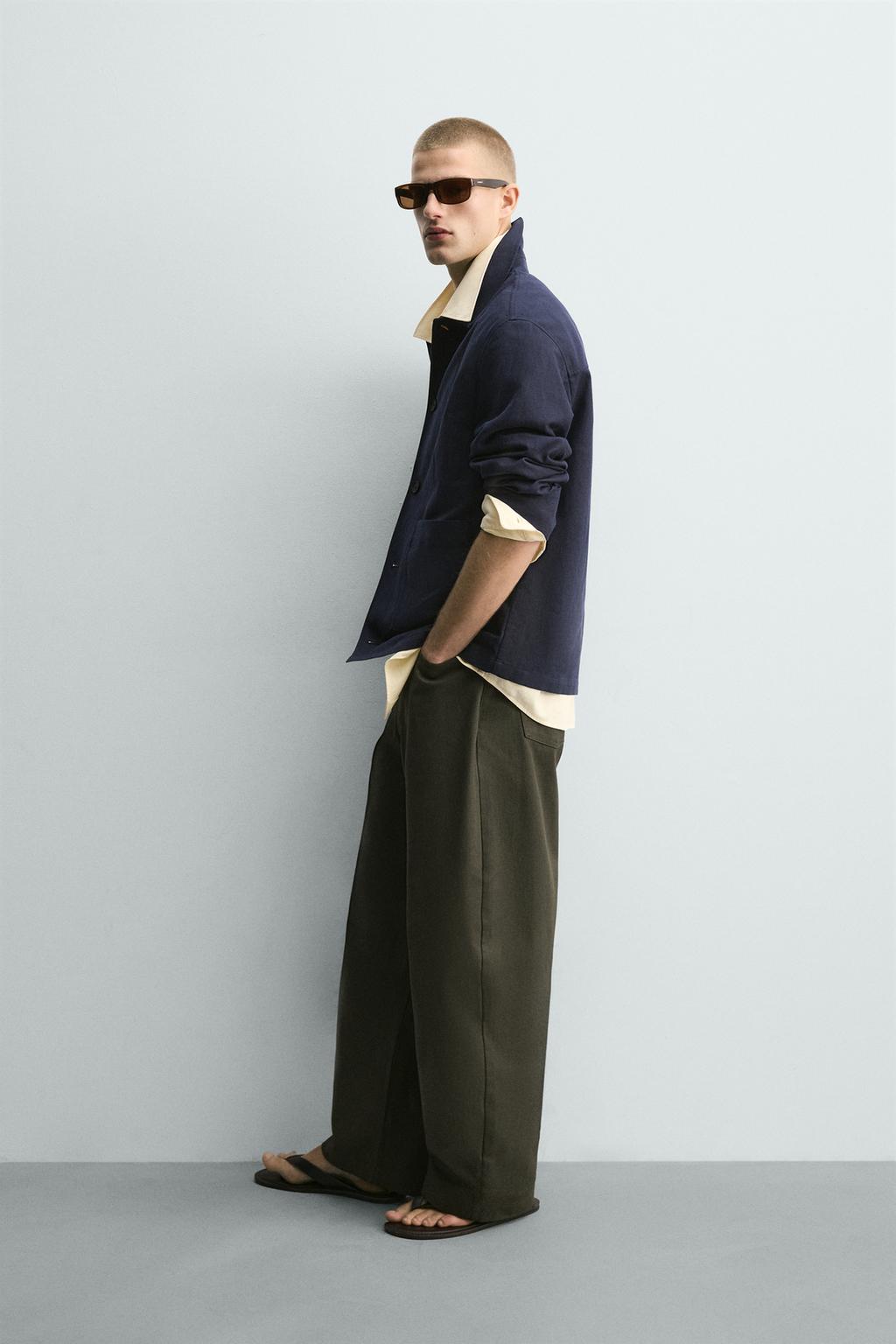 КУРТКА-РУБАШКА СВОБОДНОГО КРОЯ ИЗ ХЛОПКА И ЛЬНА