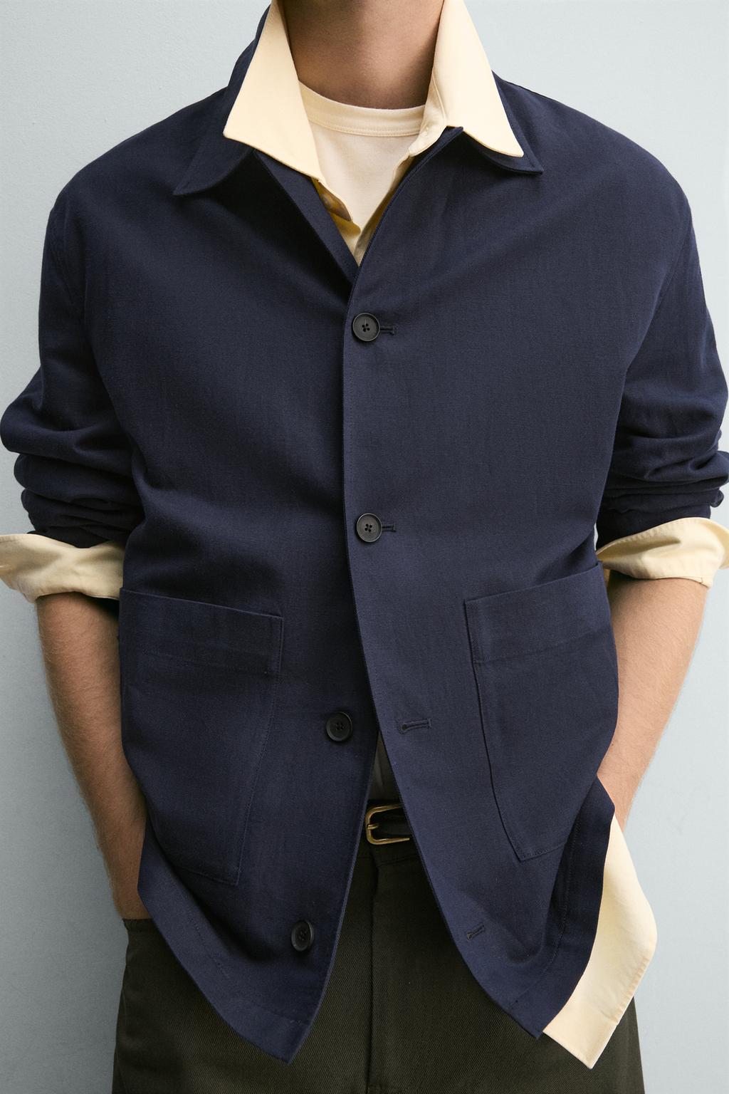 КУРТКА-РУБАШКА СВОБОДНОГО КРОЯ ИЗ ХЛОПКА И ЛЬНА