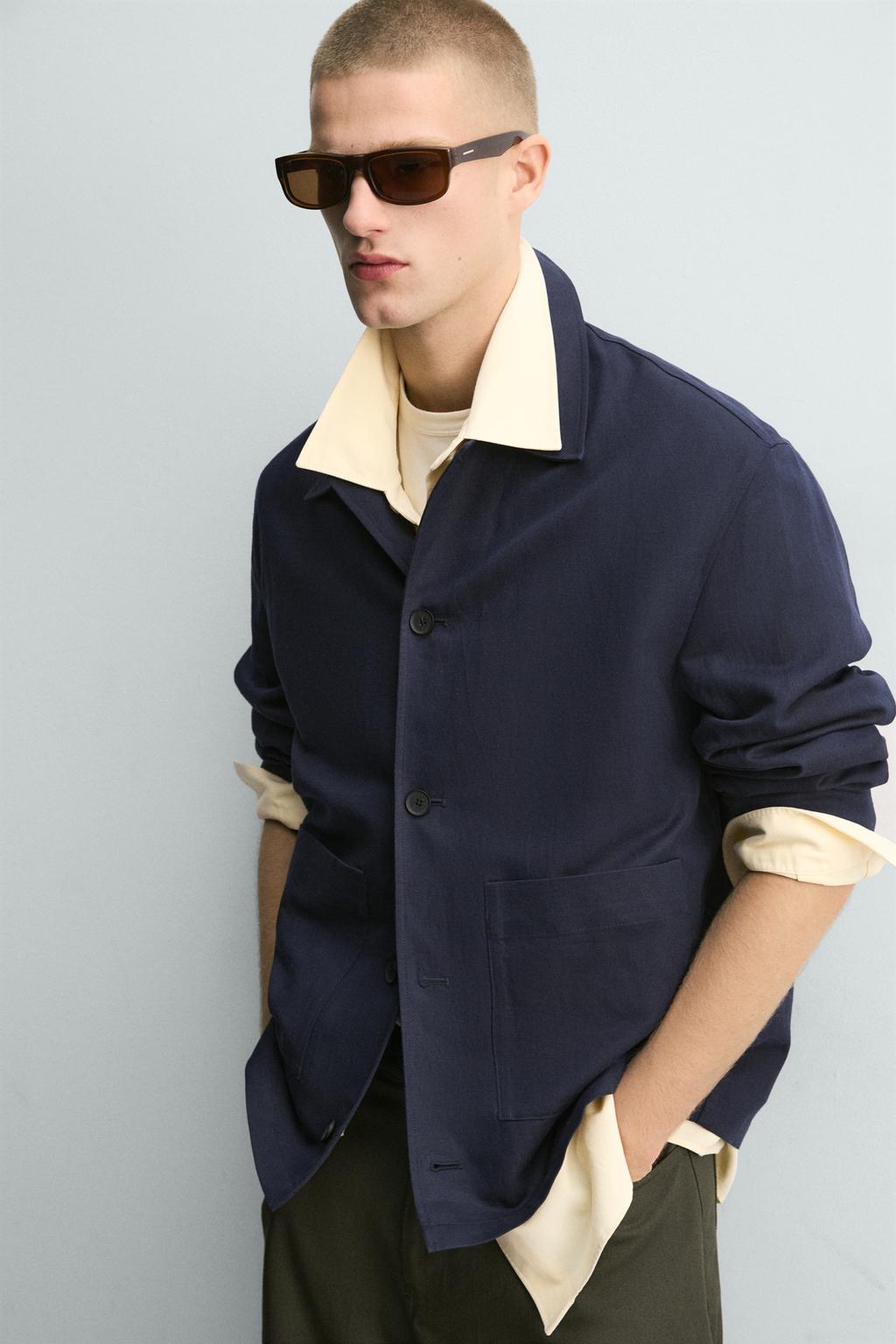 КУРТКА-РУБАШКА СВОБОДНОГО КРОЯ ИЗ ХЛОПКА И ЛЬНА