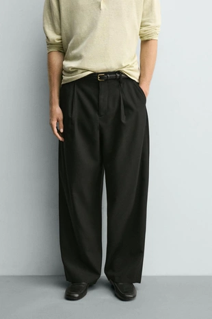 Брюки Relaxed Fit со складками- Заказать в России