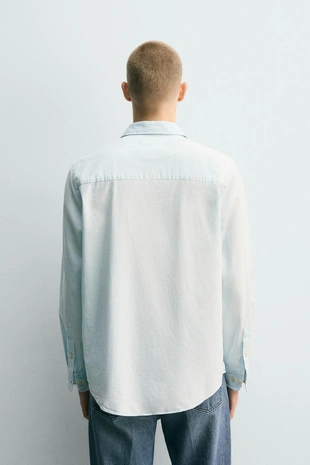 Рубашка из легкого хлопкового денима- Заказать в России