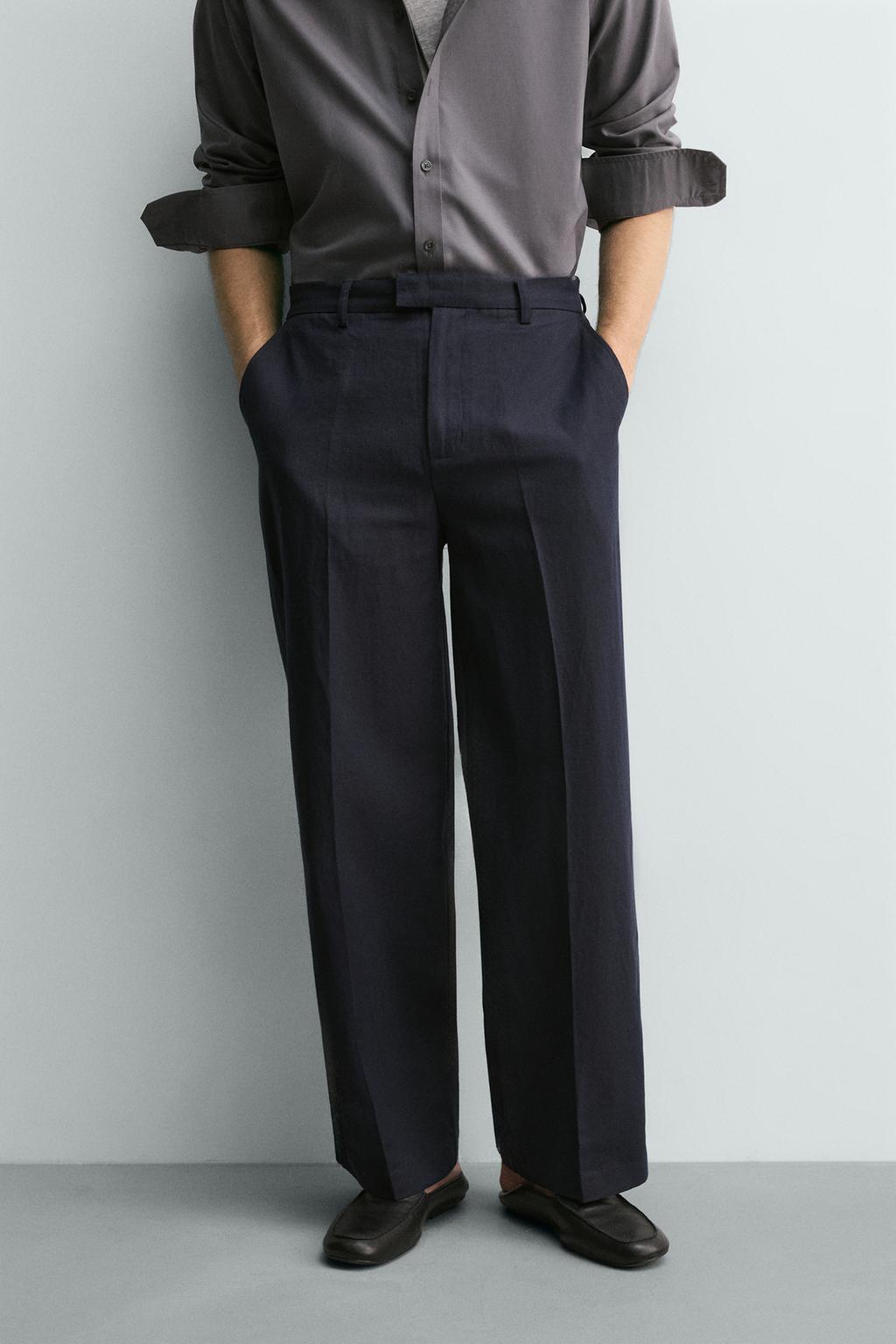 БРЮКИ RELAXED FIT ИЗ ХЛОПКА И ЛЬНА