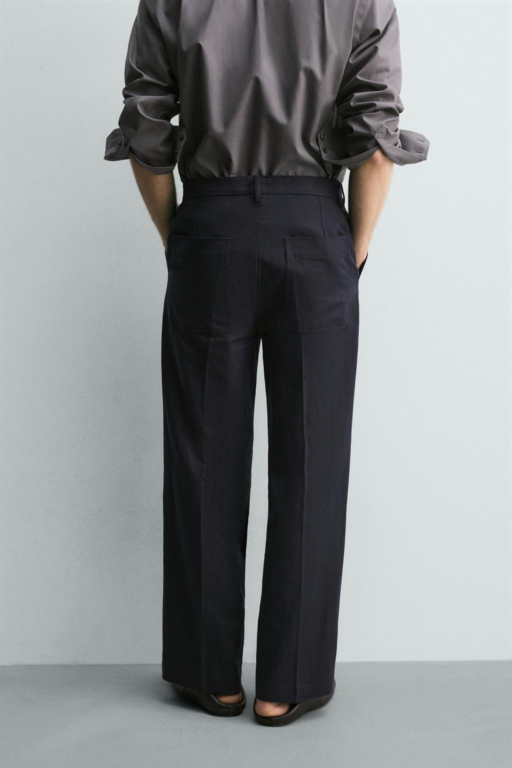 БРЮКИ RELAXED FIT ИЗ ХЛОПКА И ЛЬНА