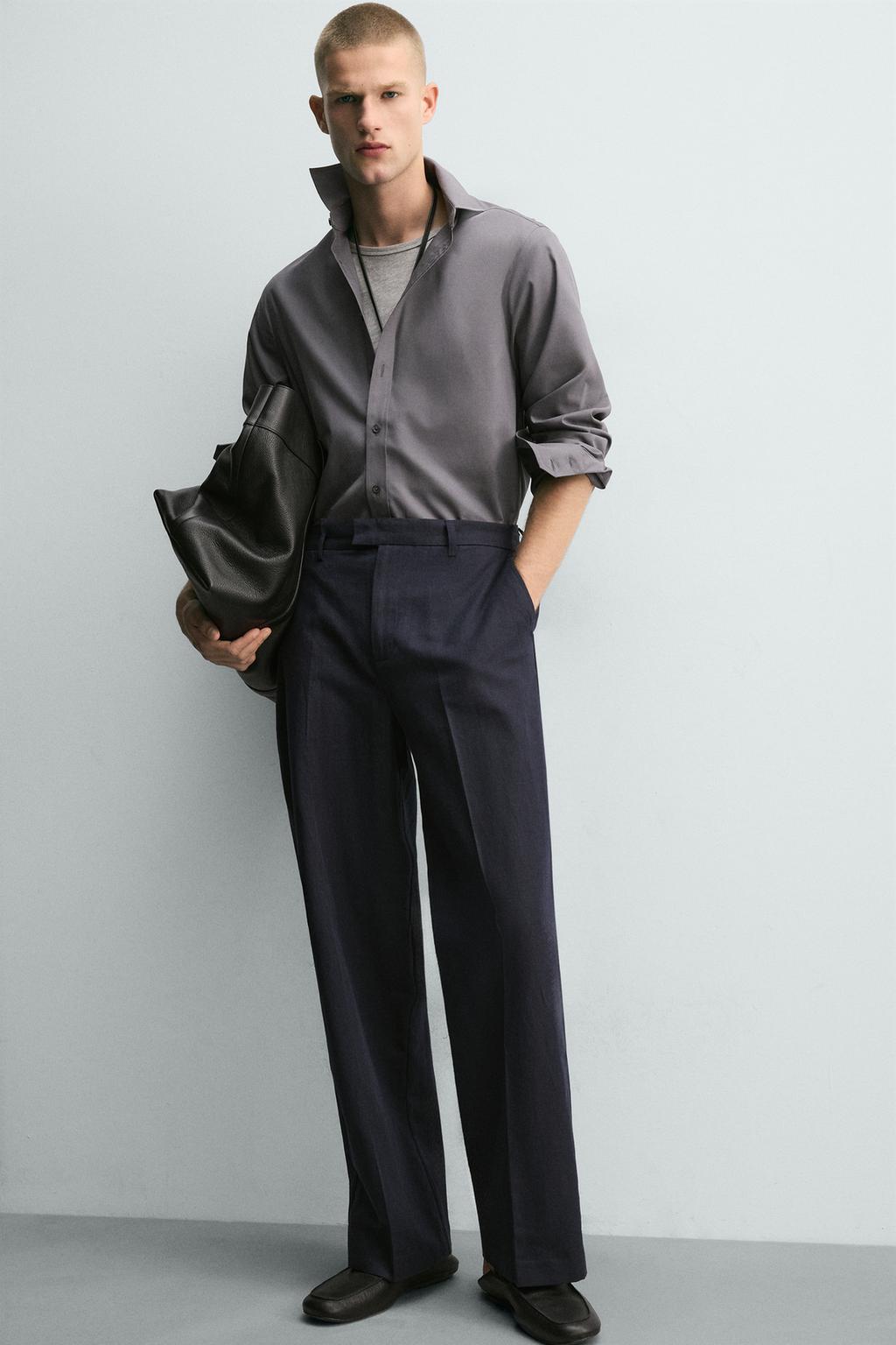 БРЮКИ RELAXED FIT ИЗ ХЛОПКА И ЛЬНА