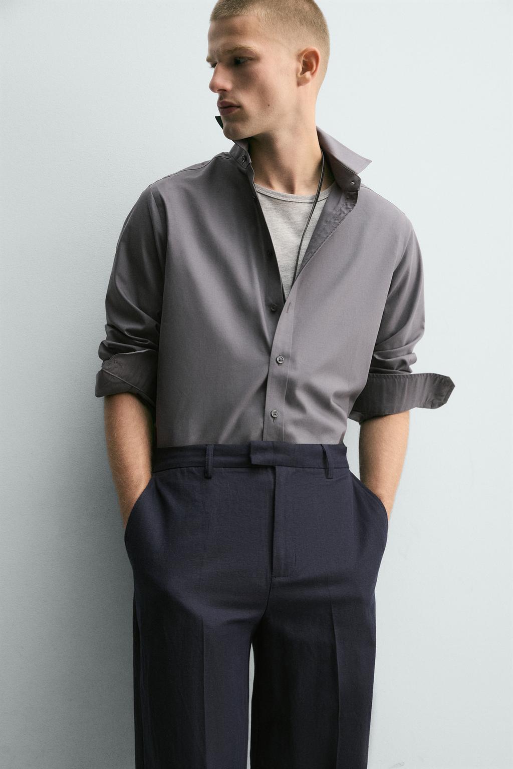 БРЮКИ RELAXED FIT ИЗ ХЛОПКА И ЛЬНА