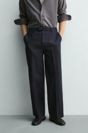 Брюки Relaxed Fit из хлопка и льна- Заказать в России