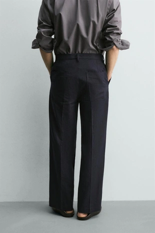 Брюки Relaxed Fit из хлопка и льна- Заказать в России