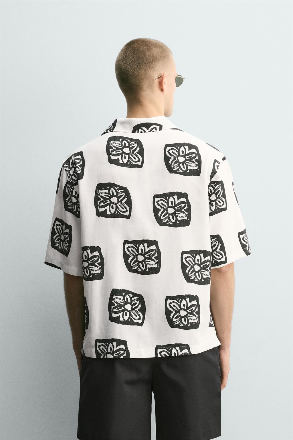 РУБАШКА RELAXED FIT С КОНТРАСТНЫМ ПРИНТОМ