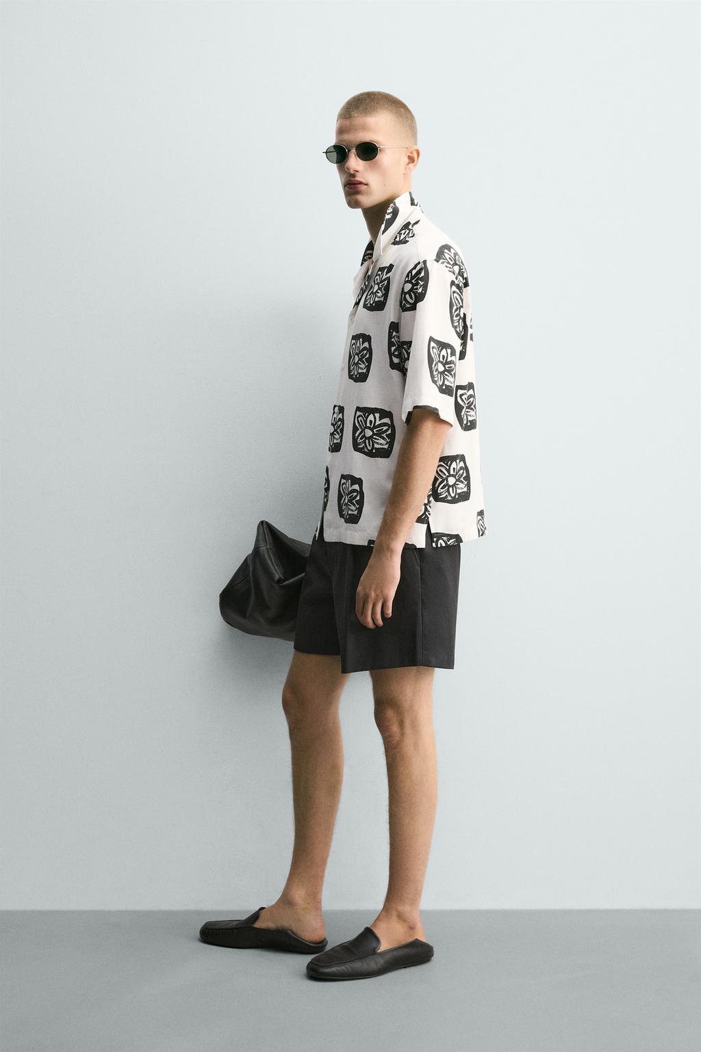 РУБАШКА RELAXED FIT С КОНТРАСТНЫМ ПРИНТОМ