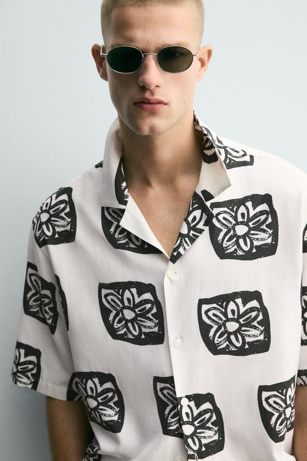 РУБАШКА RELAXED FIT С КОНТРАСТНЫМ ПРИНТОМ