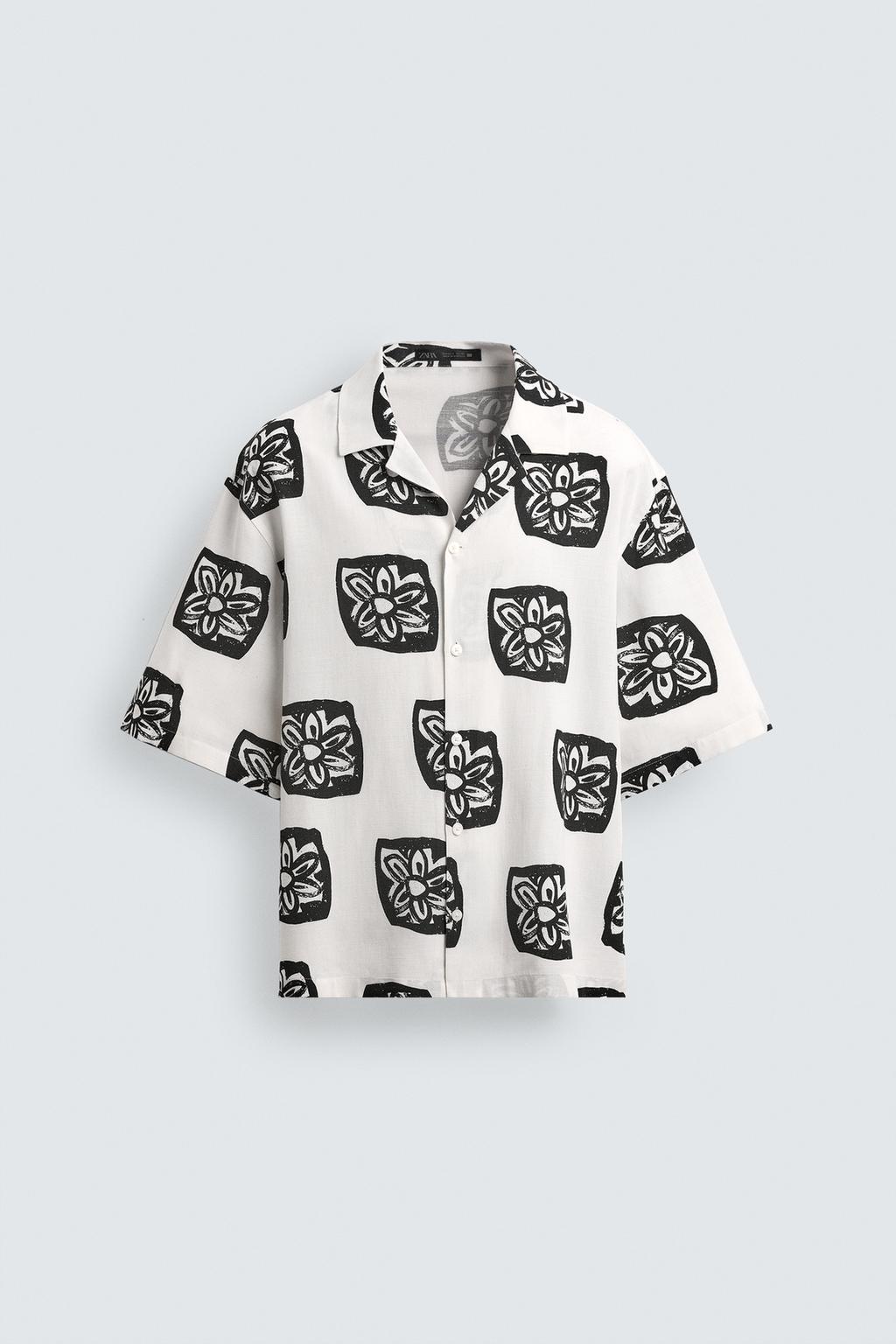 РУБАШКА RELAXED FIT С КОНТРАСТНЫМ ПРИНТОМ