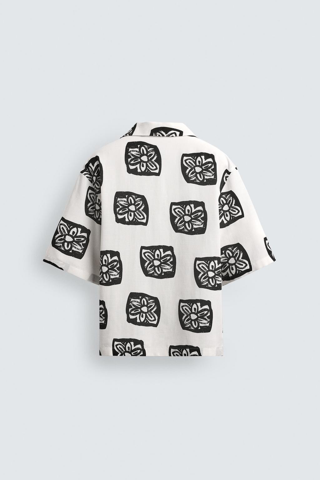 РУБАШКА RELAXED FIT С КОНТРАСТНЫМ ПРИНТОМ