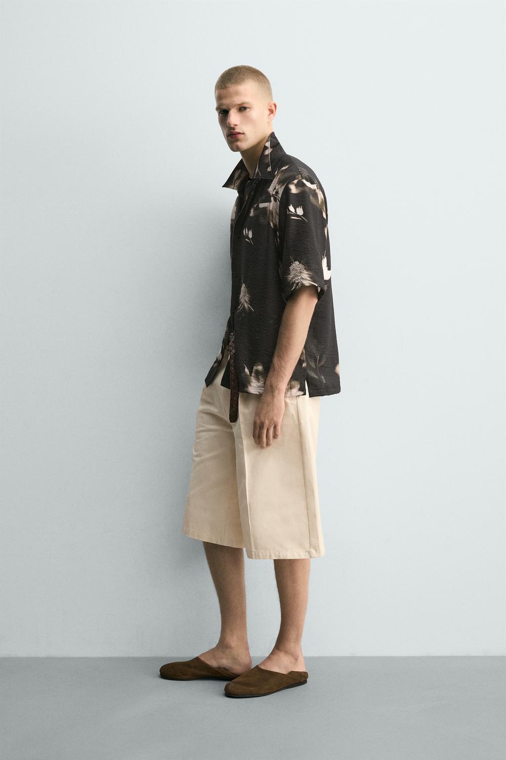 РУБАШКА СТРУЯЩЕГОСЯ ПОКРОЯ С ЦВЕТОЧНЫМ ПРИНТОМ