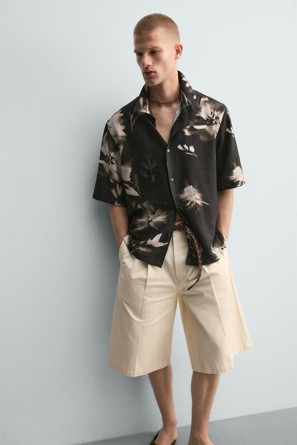 РУБАШКА СТРУЯЩЕГОСЯ ПОКРОЯ С ЦВЕТОЧНЫМ ПРИНТОМ