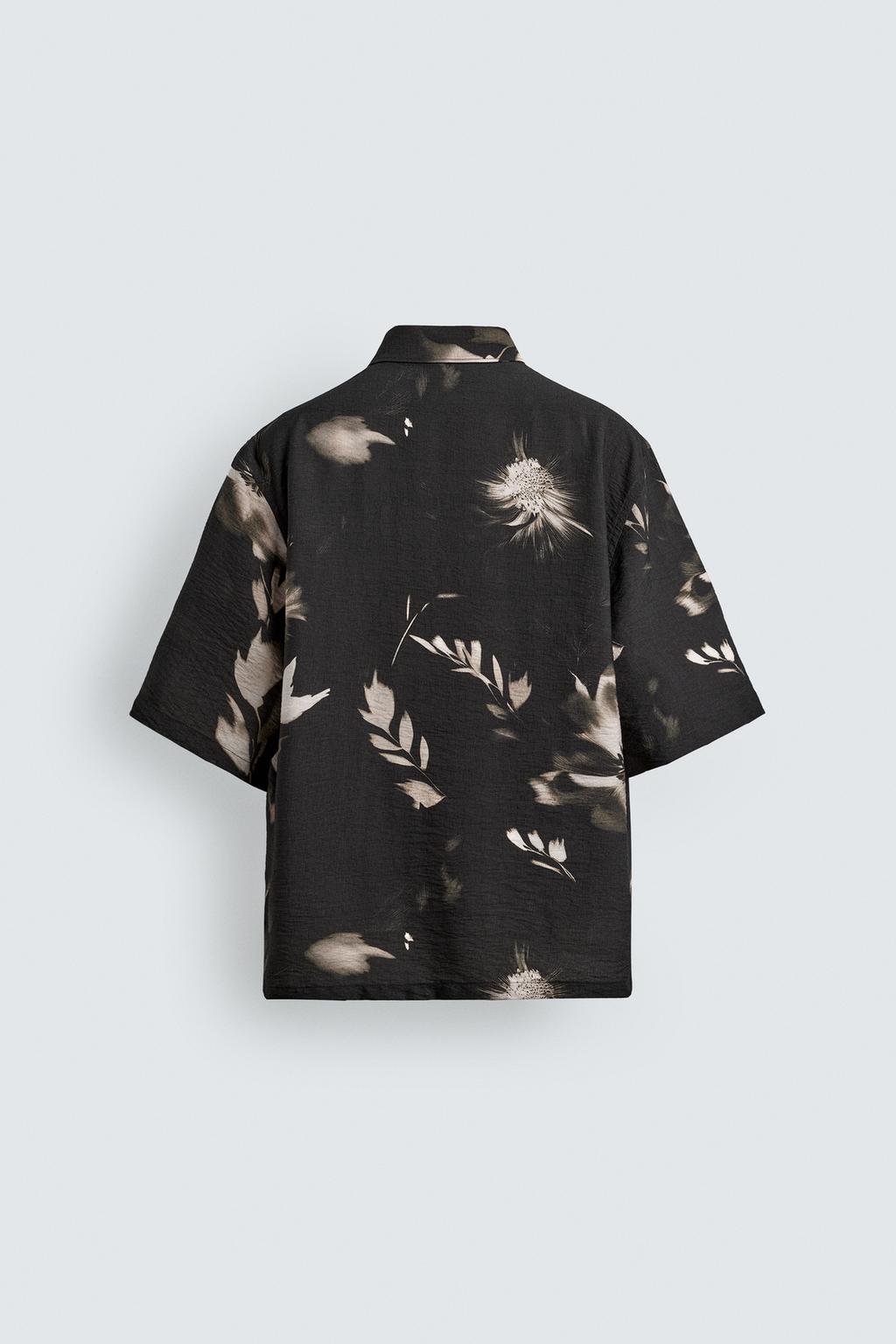 РУБАШКА СТРУЯЩЕГОСЯ ПОКРОЯ С ЦВЕТОЧНЫМ ПРИНТОМ