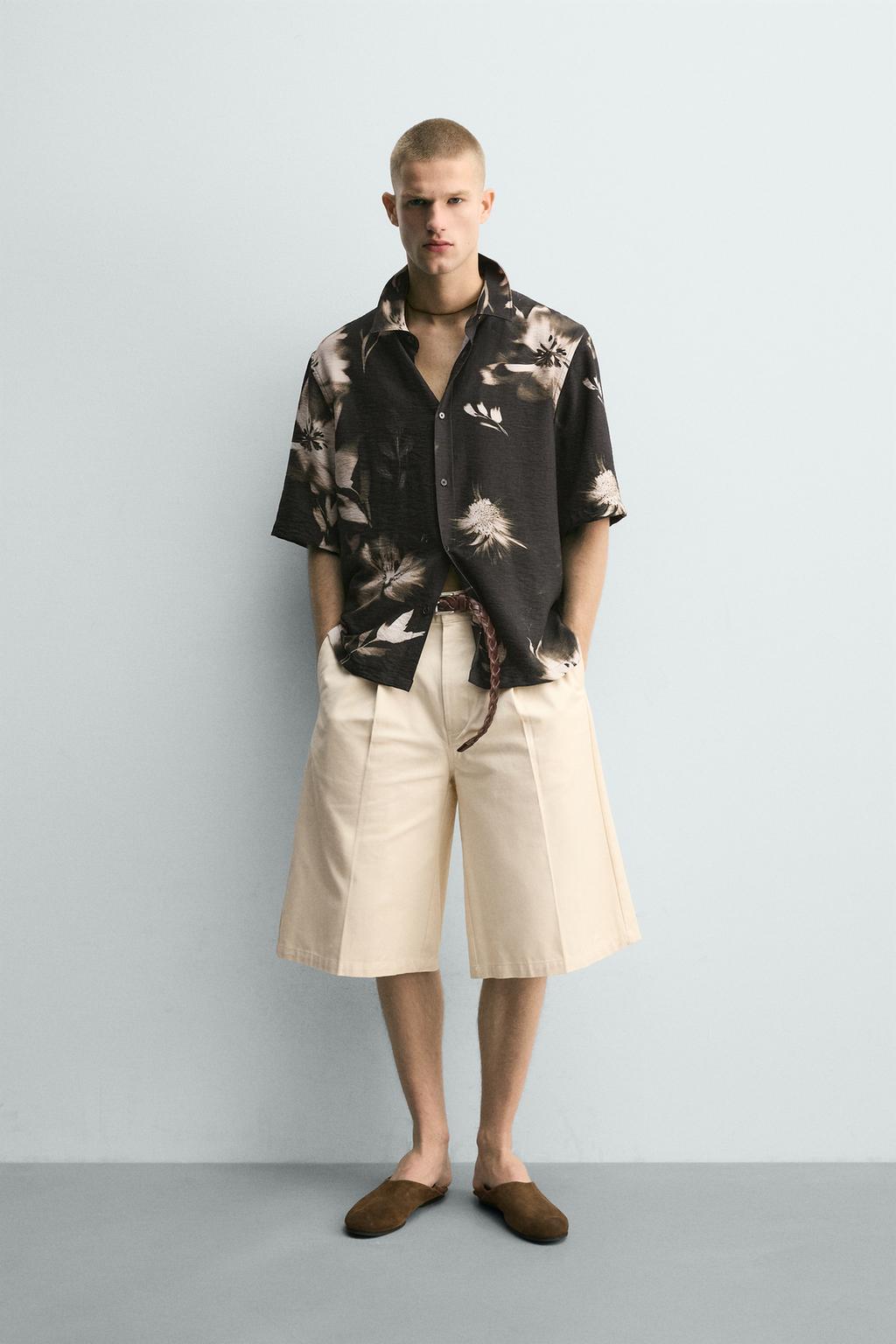 РУБАШКА СТРУЯЩЕГОСЯ ПОКРОЯ С ЦВЕТОЧНЫМ ПРИНТОМ