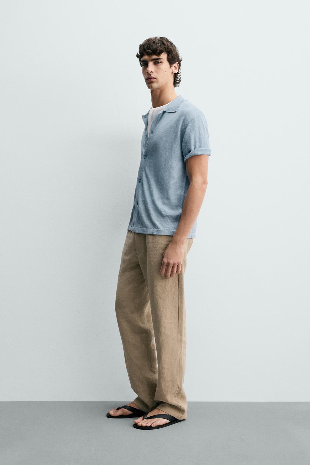 РУБАШКА ИЗ 100% ЛЬНЯНОГО ТРИКОТАЖА