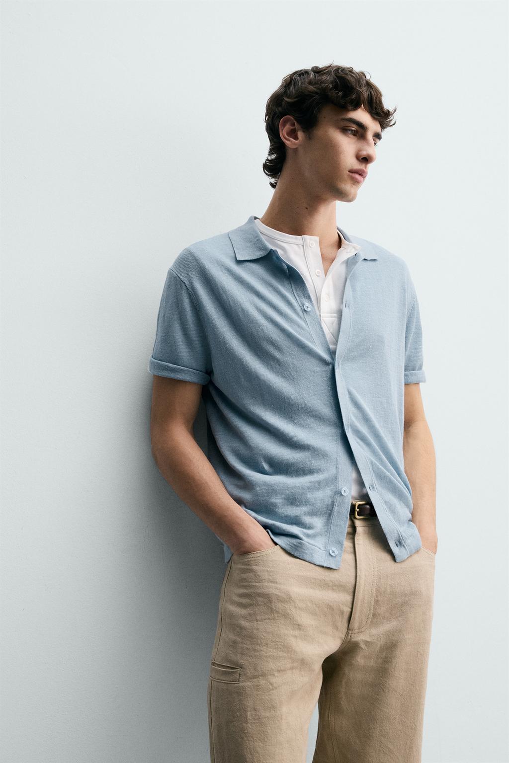 РУБАШКА ИЗ 100% ЛЬНЯНОГО ТРИКОТАЖА