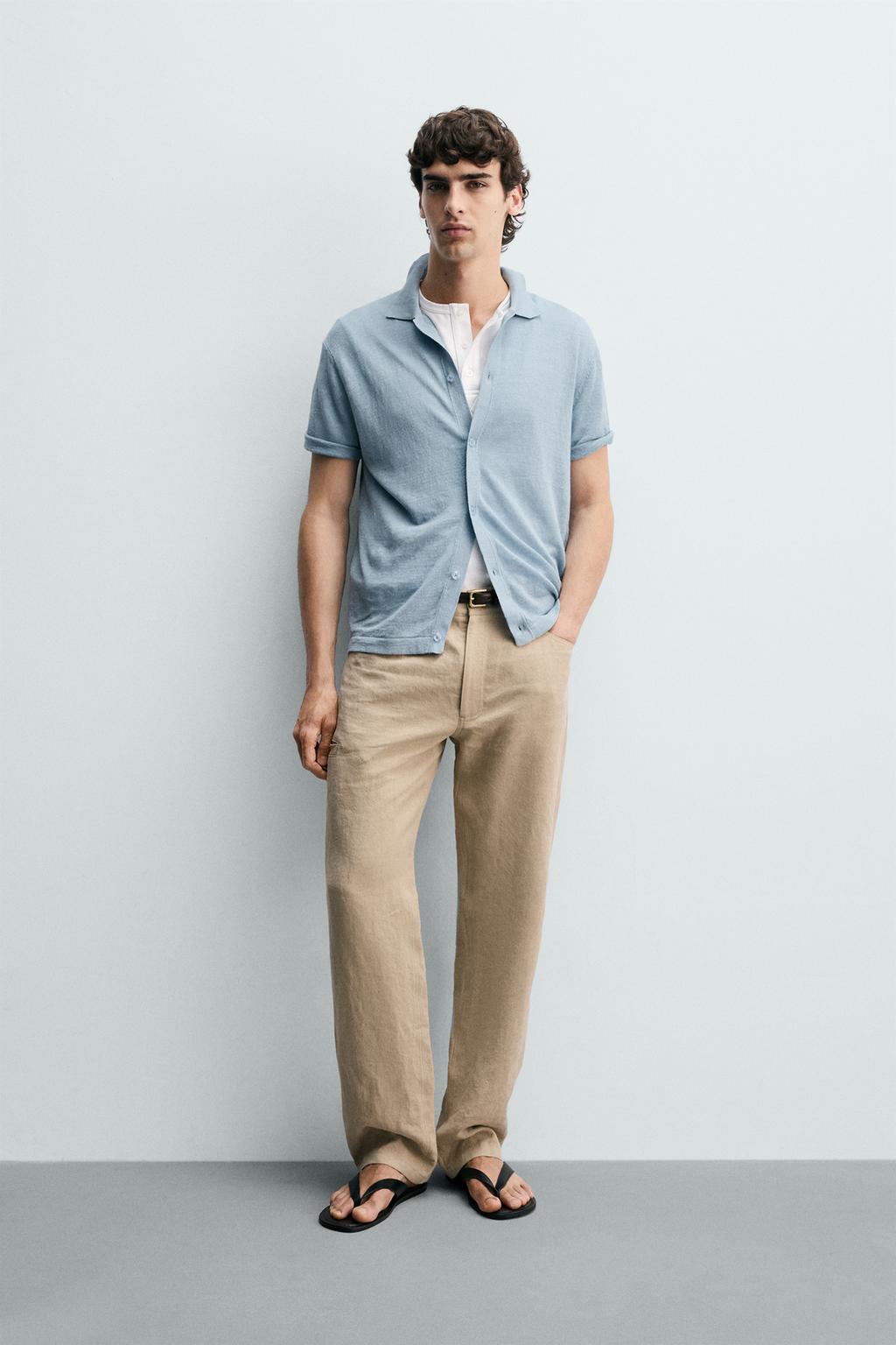 РУБАШКА ИЗ 100% ЛЬНЯНОГО ТРИКОТАЖА