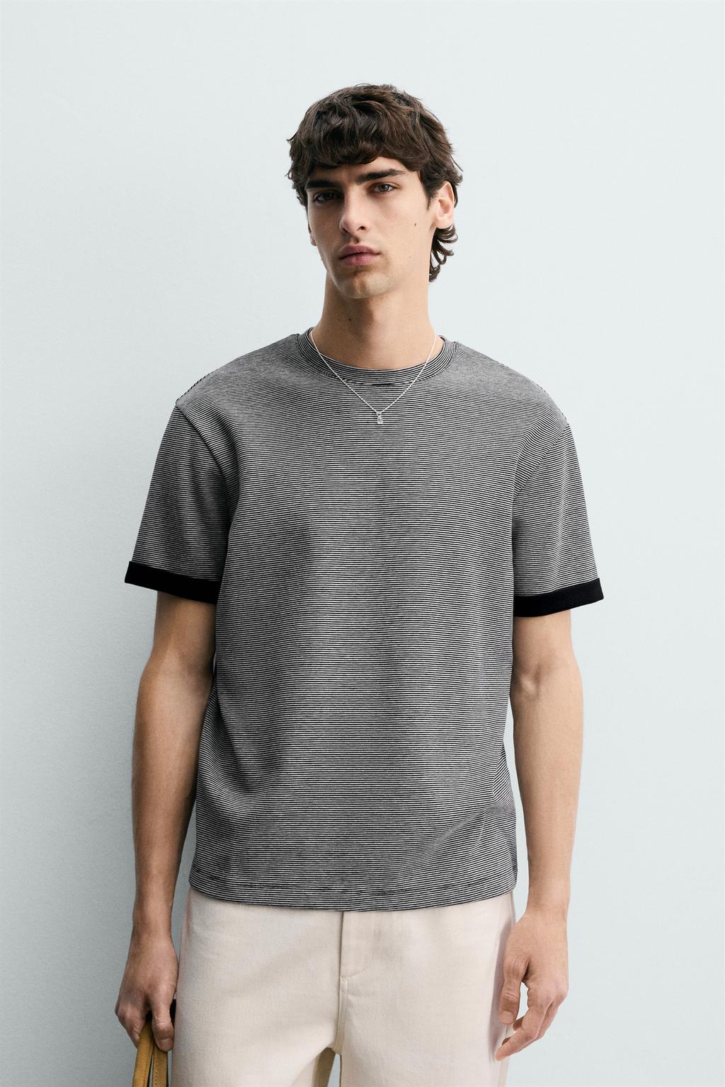 ЖАККАРДОВАЯ ФУТБОЛКА В КОНТРАСТНУЮ ПОЛОСКУ