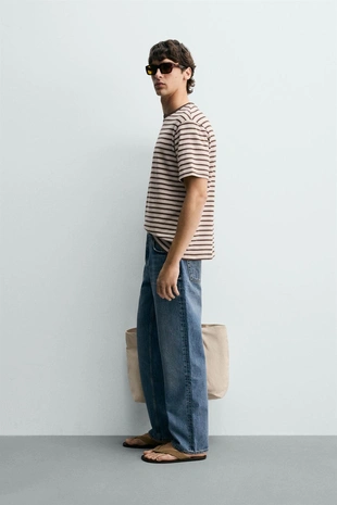 Жаккардовая футболка в контрастную полоску- Заказать в России