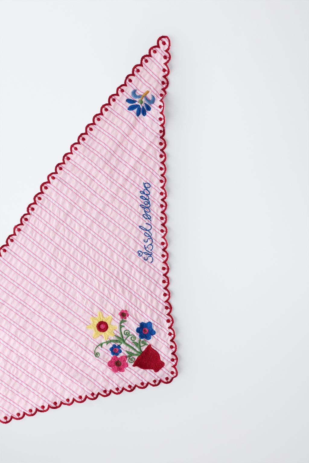 БАНДАНА В ПОЛОСКУ С ВЫШИВКОЙ SISSEL EDELBO X ZARA KIDS