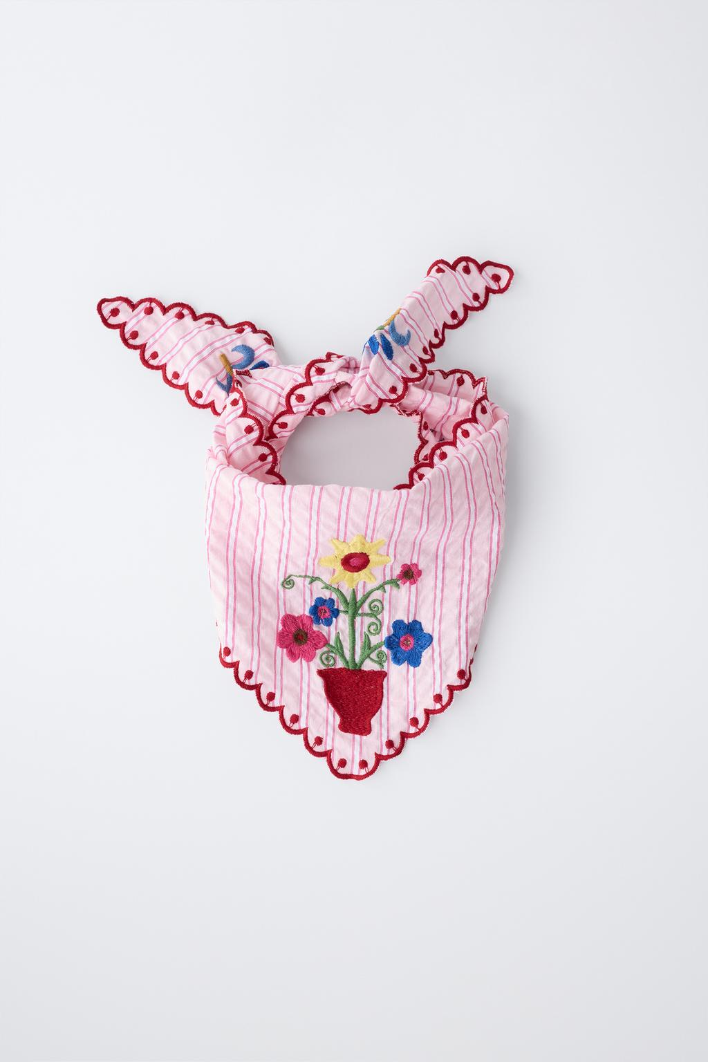 БАНДАНА В ПОЛОСКУ С ВЫШИВКОЙ SISSEL EDELBO X ZARA KIDS