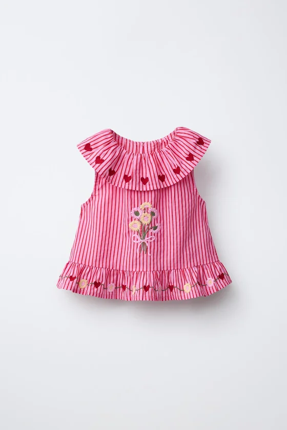 ТОП В ПОЛОСКУ С ВЫШИВКОЙ SISSEL EDELBO X ZARA KIDS