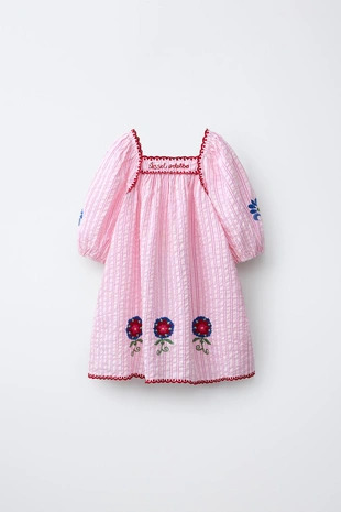 Платье в полоску с вышивкой Sissel Edelbo X Zara Kids- Заказать в России